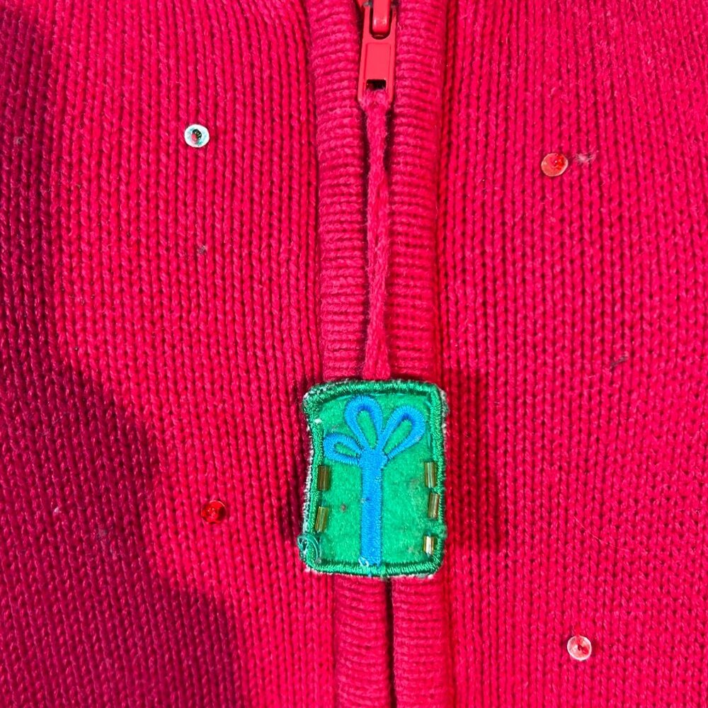 Tiara International Christmas Collection Red Reindeer Sweater Women Size L Zip - Picture 10 of 10